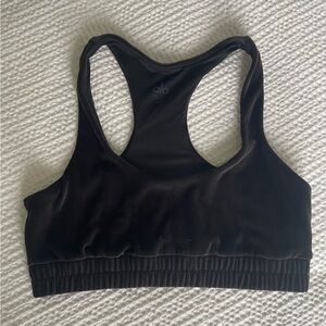 ALO Yoga Sleek Black Velvet Sports Bra